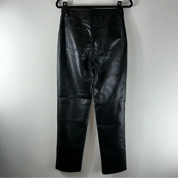 Aritzia Wilfred Faux Leather High Rise Straight Leg Black Women’s Pants Size 6 - Picture 5 of 5
